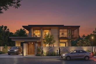 create realistic interior and exterior 3d rendering