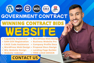 design and revamp wordpress or wix government contract website contract bid, llc