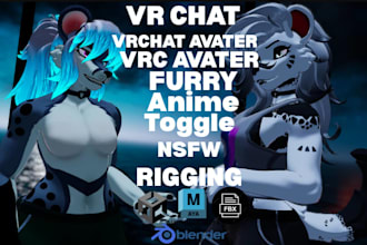 create custom vrchat avatar, furry avatar and 3d VR character  nsfw, 3d model