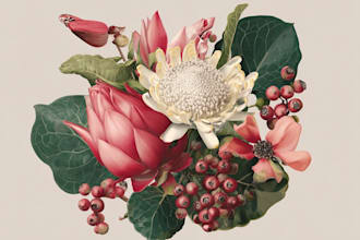 illustrate plants, flowers, and herbs in botanical style