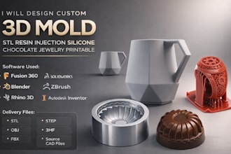 design custom 3d mold stl resin injection silicone chocolate jewelry printable