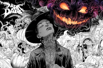 draw horror and gothic line art illustrations