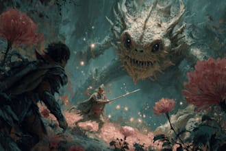 draw a fantasy creature, monster, alien in my style