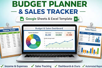 make excel budget planner, sales tracker, in google sheets