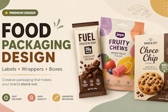 design food wrapper, protein bar, chocolate wrapper, candy, cookies box design
