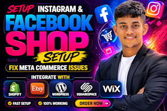 setup instagram shop, facebook shop and fix meta issues