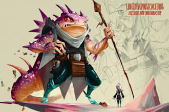 draw fantasy monster design for dnd illustration