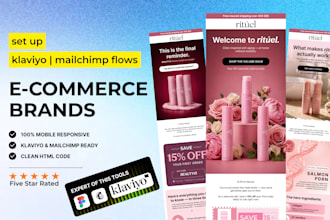design and set up klaviyo, mailchimp flows for e commerce brands