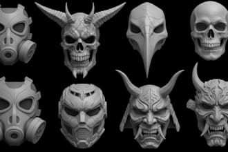 create 3d mask, 3d helmet, 3d kid mask, custom printable mask for 3d printing