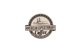design a vintage military logo for american coffee