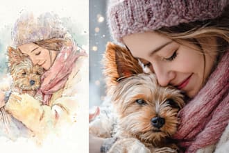 watercolor portrait painting, photo to watercolor portrait