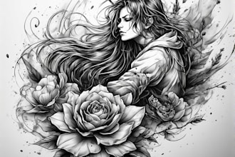 design unique anime style tattoo artwork