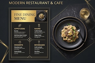 design a modern restaurant or cafe menu