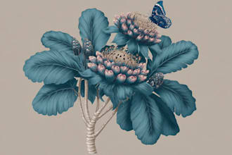 illustrate plants, flowers, and leaves in botanical style