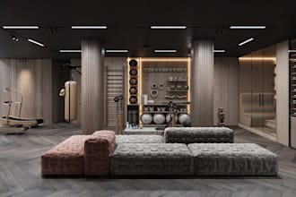 design modern 3d home gym interior commercial fitness studio wellness studio