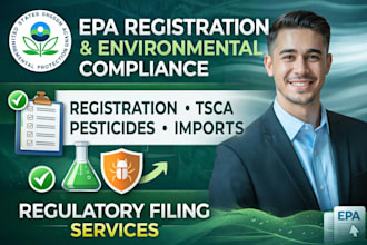 handle epa registration, compliance, and environmental regulatory filing