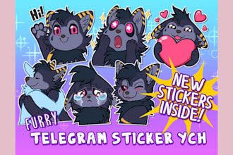 draw furry ych fursona headshot emote telegram sticker pack nsfw furry art