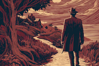 drawing a amazing illustrations in linocut style
