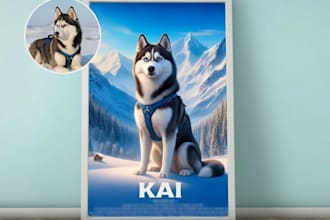 create a custom cartoon pet portrait from your pet photo