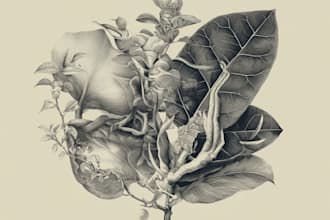 illustrate plants, flowers, and leaves in a realistic style
