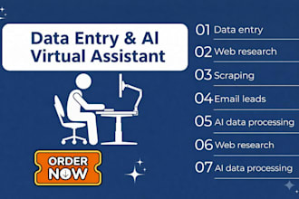 do data entry, web research, scraping, email leads and ai data processing