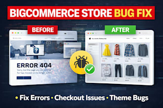 fix bigcommerce bugs, errors, checkout issues and theme problems