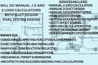 do manual j d and s load calculations with duct design, hvac system design