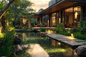 design home garden,pool,patio, villa landscape