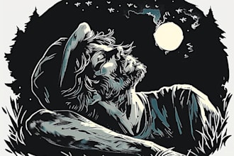 do draw high quality illustration in linocut style
