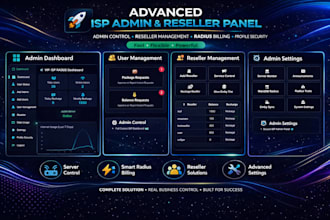 custom isp admin and reseller panel with user management and billing