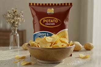 design modern packaging, pouch, chips bag and product label