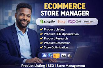 do ecommerce store setup, etsy, amazon, ebay, tiktok shop, shopify store manager