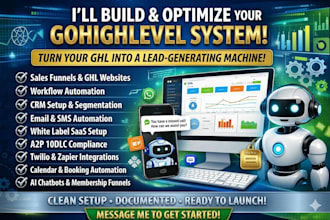 build your gohighlevel automation, sales funnel,  CRM setup and ghl website