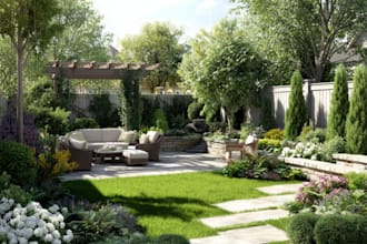 create backyard landscape design rendering
