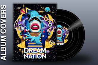 create psychedelic illustration trippy art album cover poster t shirt design