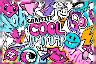 design creative mural, decal, doodle, typography, wall art, graffiti designs