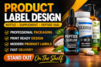 product label design bottle label supplement label product peptide vial label