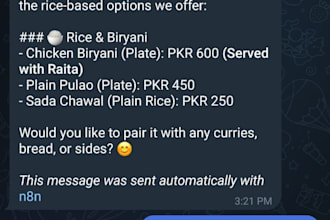automate restaurant orders via n8n chatbots