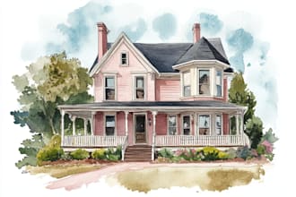 paint a watercolor house portrait or city space illustration