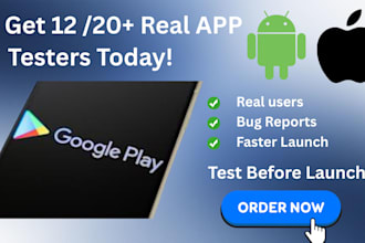 provide 12 real app testers 20 testers for closed test on google play console