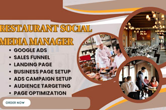manage restaurant social media marketing, food promotion, and restaurant ads