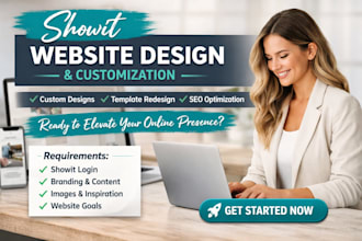 design redesign showit website customize showit seo landing page development