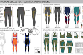 do active wear tech pack sewing pattern sportwear tech pack fashion designer