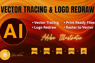 vector trace, redraw logo or create print ready designs in 12 hours