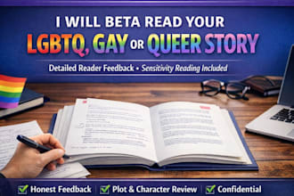 beta read gay queer lgbtq short story or novel, sensitivity reader
