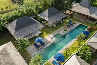 renovate old property to luxury complex villa,outdoor area,landscape aerial view