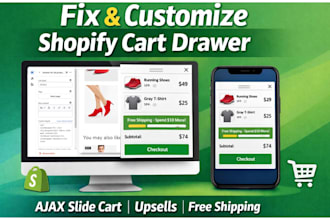 fix customize shopify cart drawer ajax slide cart upsell free shipping bar