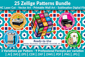 send you 25 zellige patterns bundle cnc laser cut files printable wall art