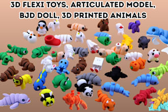 sculpt 3d articulated model, 3d toy, 3d bjd doll, flexi animal for 3d printing