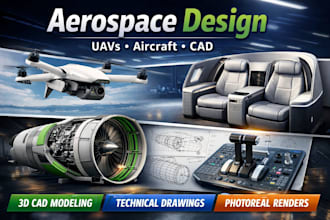 design aerospace products, uavs, and aircraft components in cad